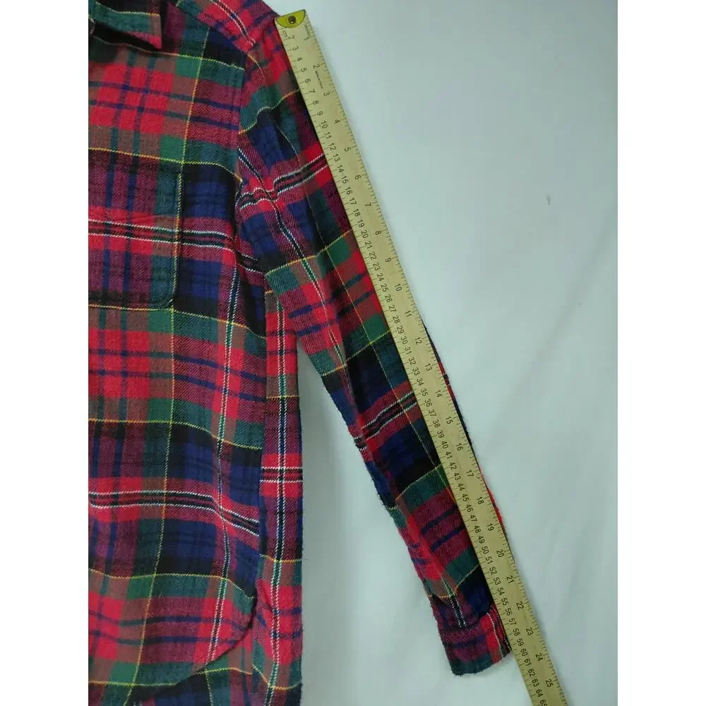 American Eagle Boyfriend Red Plaid Button-Up Shirt Women Size XS